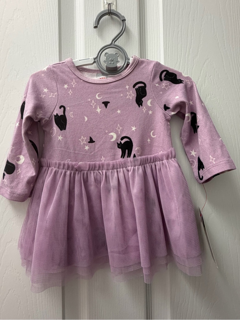 Cat & Jack Lavender Purple Tulle Skirt Dress with Black Cat Print
